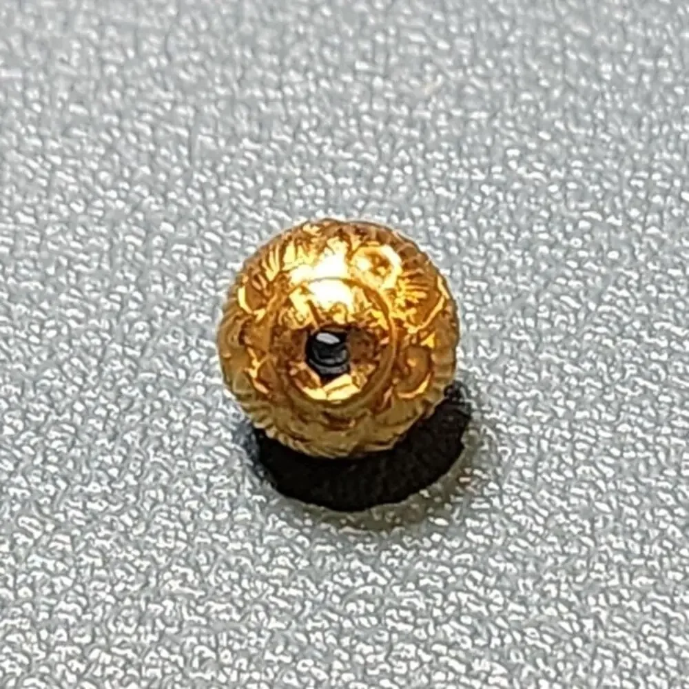 Vintage Yellow Tone Round Textured Decorative Spacer Bead Charm Pendant